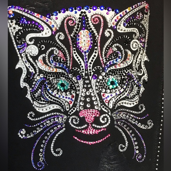 AristoCAT Oversized Black Distressed Denim Jacket - Picture 8 of 10